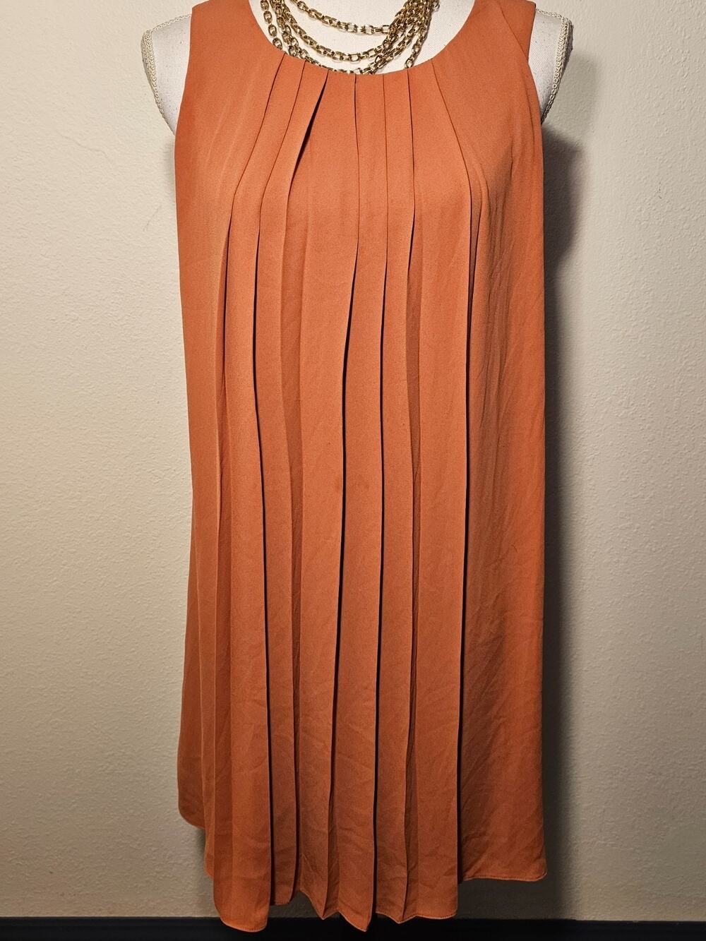 VTG Forever 21 XXI Contemporary Sleeveless Accordian Pleated Shift Dress Medium